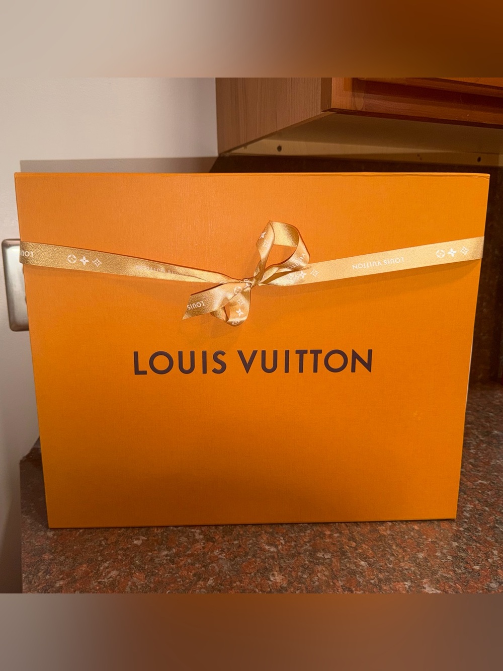 Authentic Louis Vuitton Orange Box with Branded Satin Ribbon